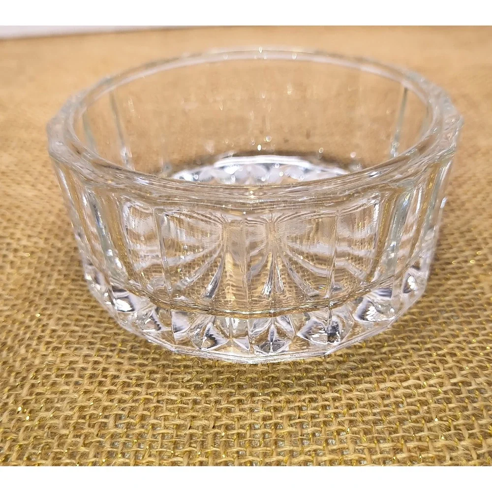 Vintage Godinger Silver Plate Lid Glass Jewelry Trinket Box Powder Puff Bowl